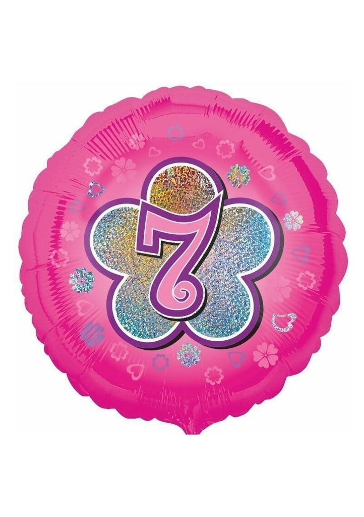 [2954901] Pink Flowers No. 7 Holographic (18'' Foil Balloon)