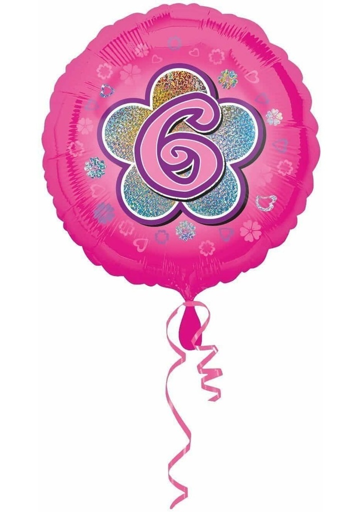 [2954801] Pink Flowers No. 6 Holographic (18'' Foil Balloon)