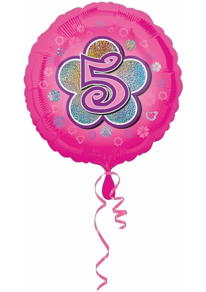 [2954701] Pink Flowers No. 5 Holographic (18'' Foil Balloon)