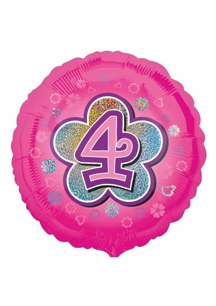 Pink Flowers No. 4 Holographic (18'' Foil Balloon)