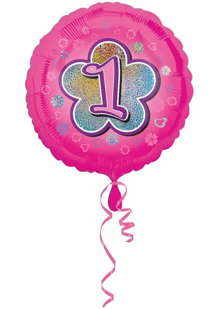 Pink Flowers No. 1 Holographic (18'' Foil Balloon)