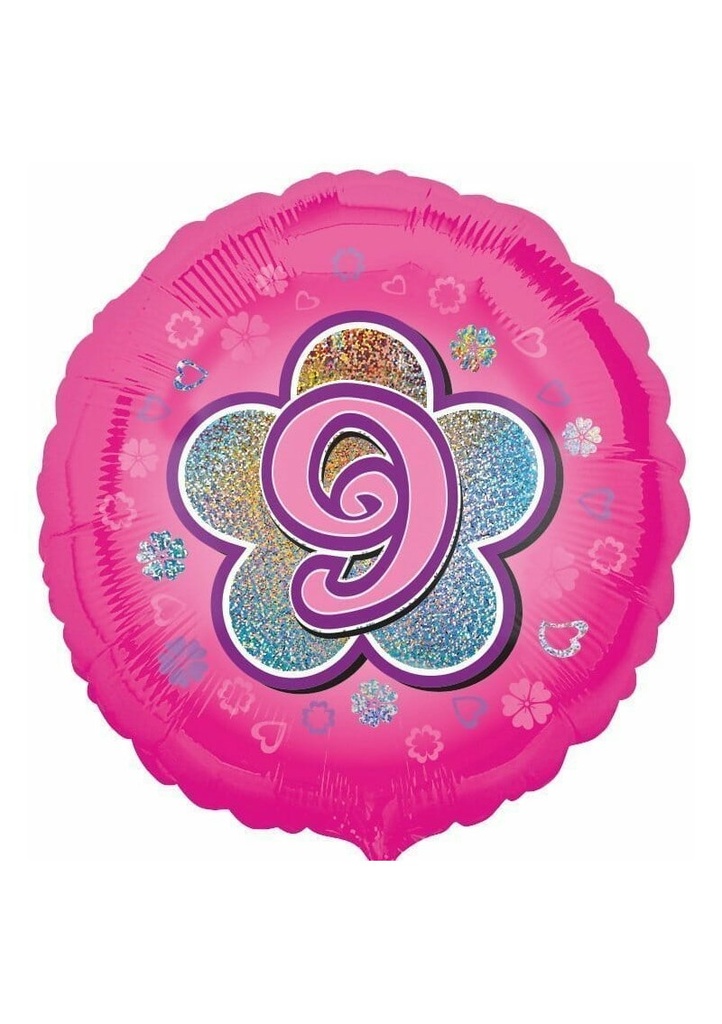 Pink Flowers No. 9 Holographic (18'' Foil Balloon)