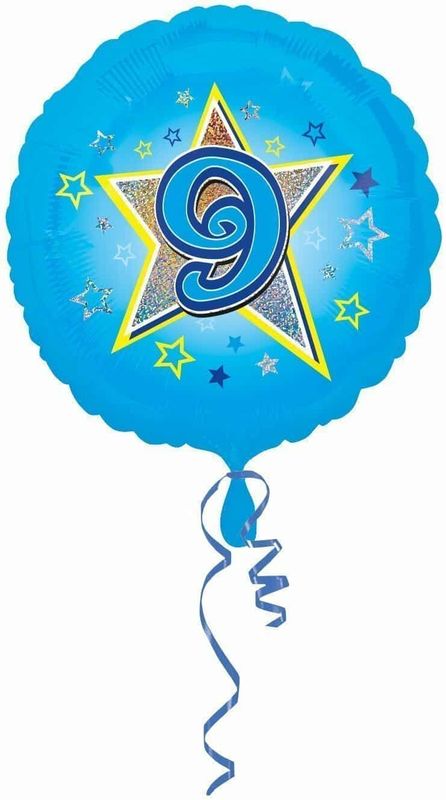 [2954001] Blue Stars No. 9 Holographic (18'' Foil Balloon)