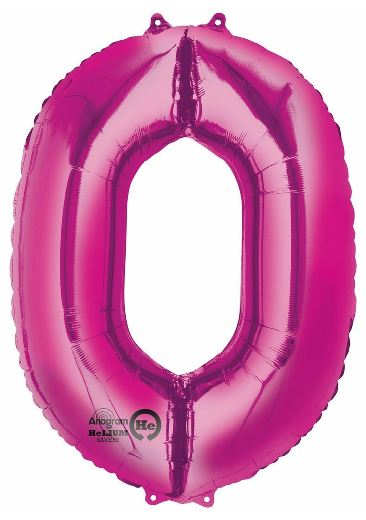 Pink Number " 0 " Foil Balloon 34''