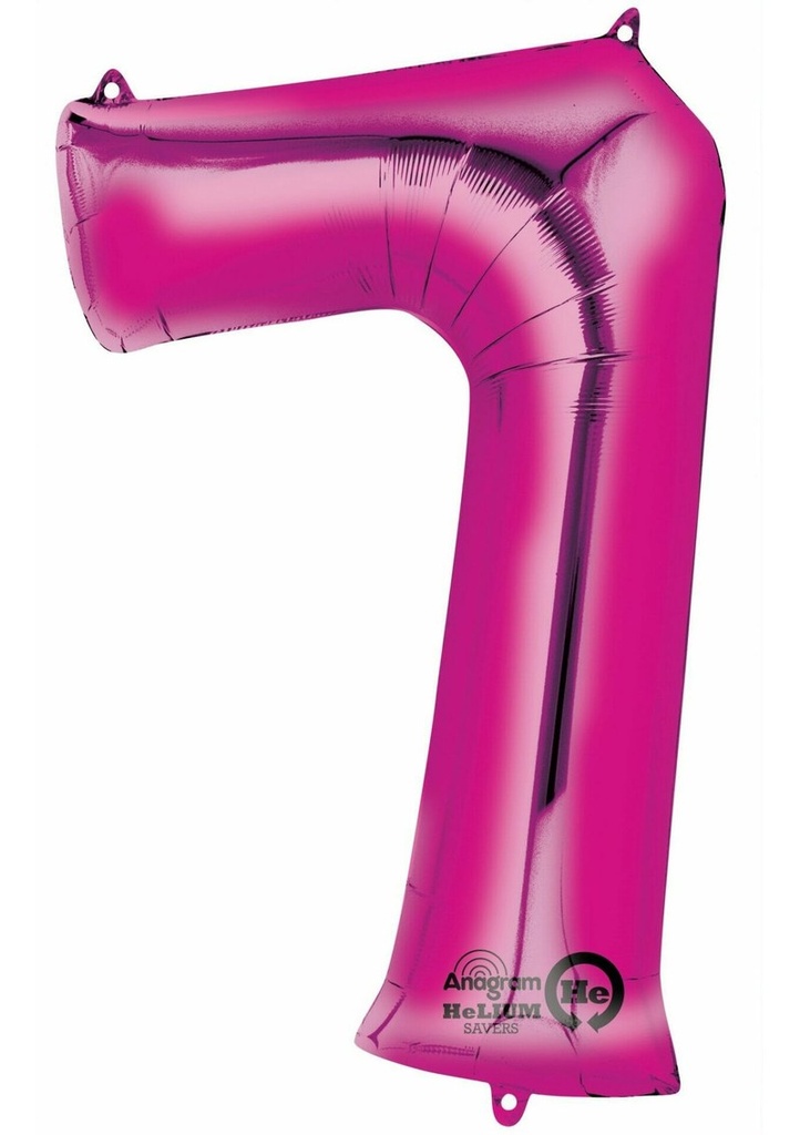 Pink Number " 7 " Foil Balloon 34''