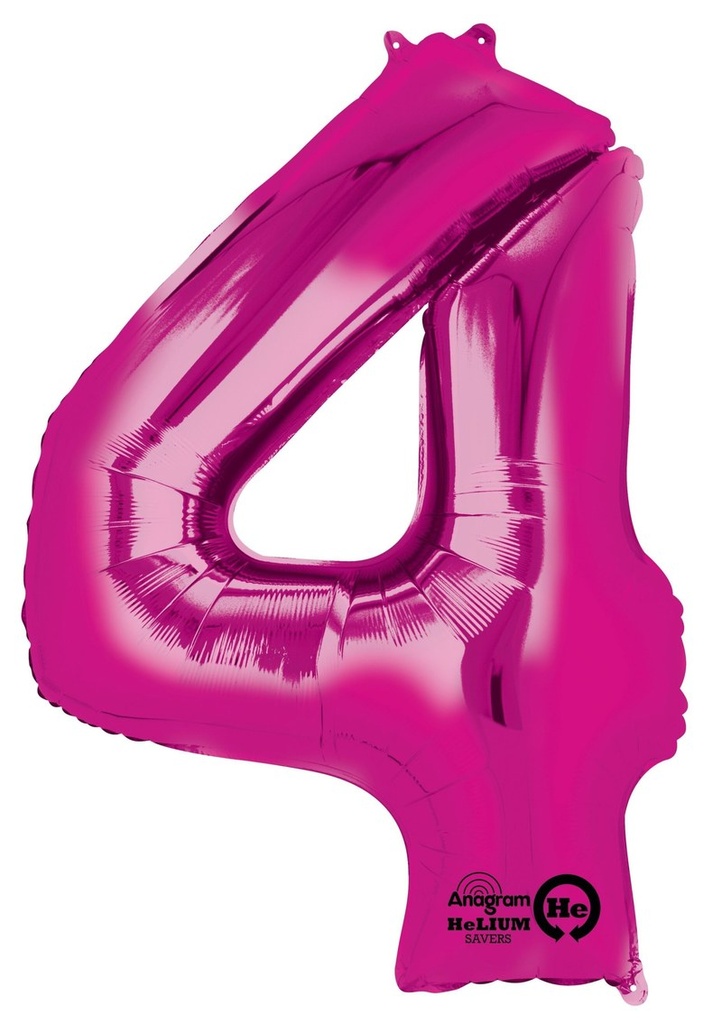 Pink Number " 4 " Foil Balloon 34 inch