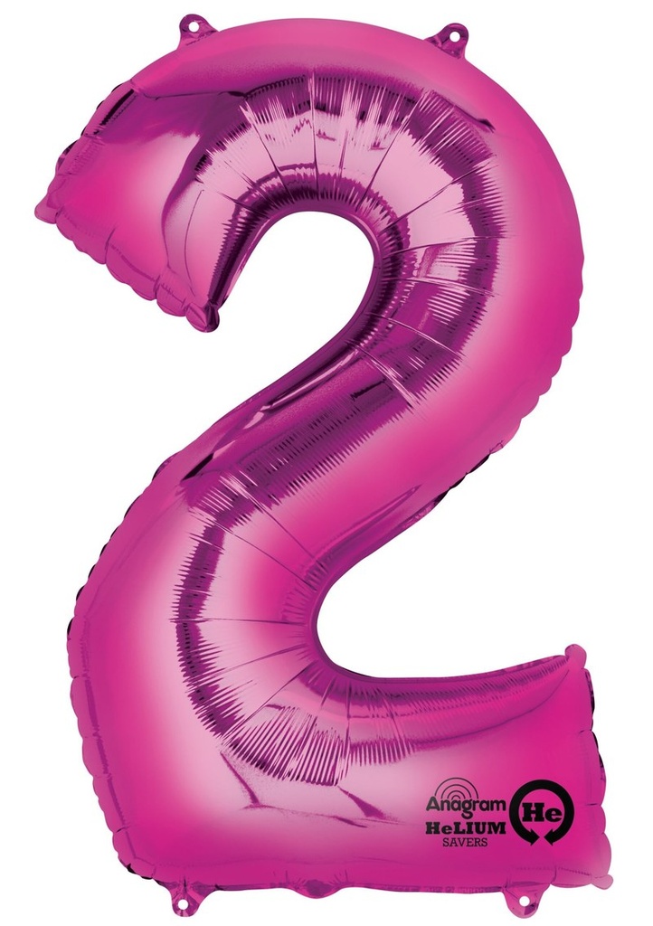 Pink Number " 2 " Foil Balloon 34''