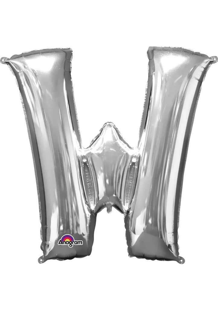 Silver Letter " W " Foil Balloon 16''