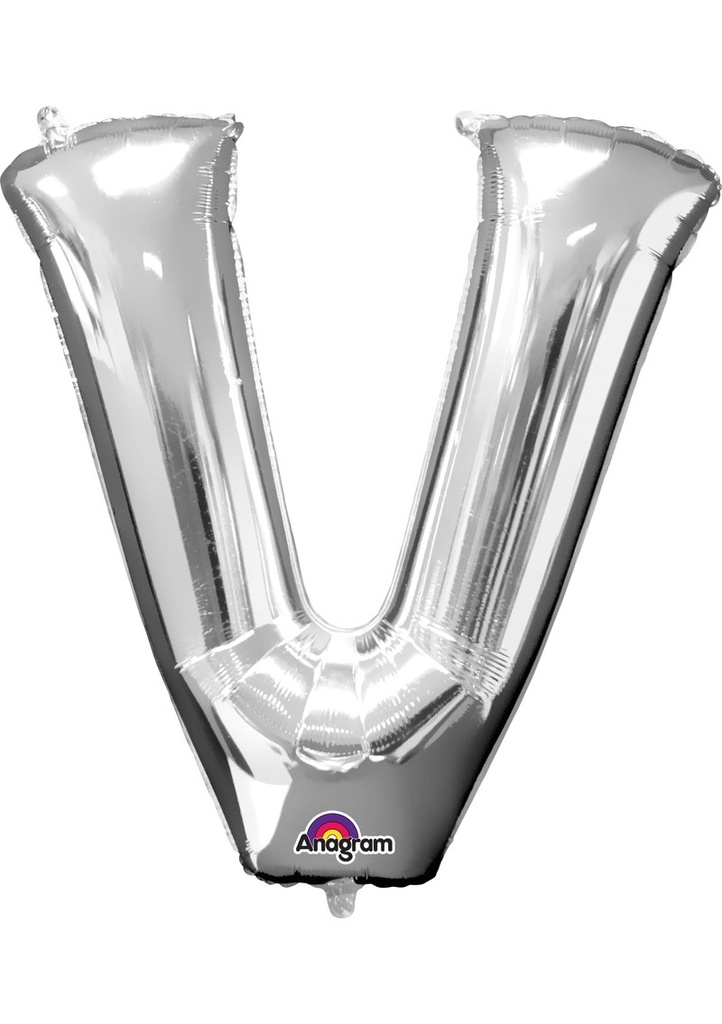 Silver Letter " V " Foil Balloon 16''
