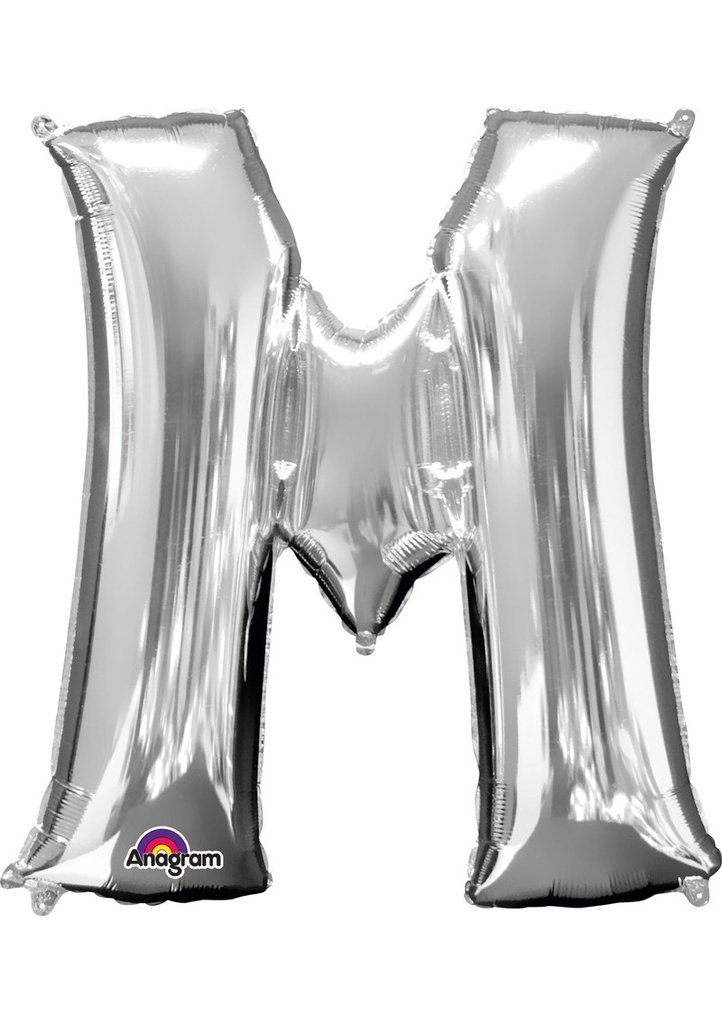 Silver Letter " M " Foil Balloon 16''