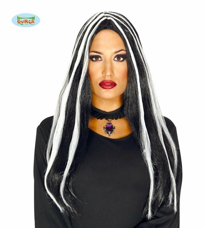 Black with White Lights Long Wig (Melena Extra) - Adult One Size
