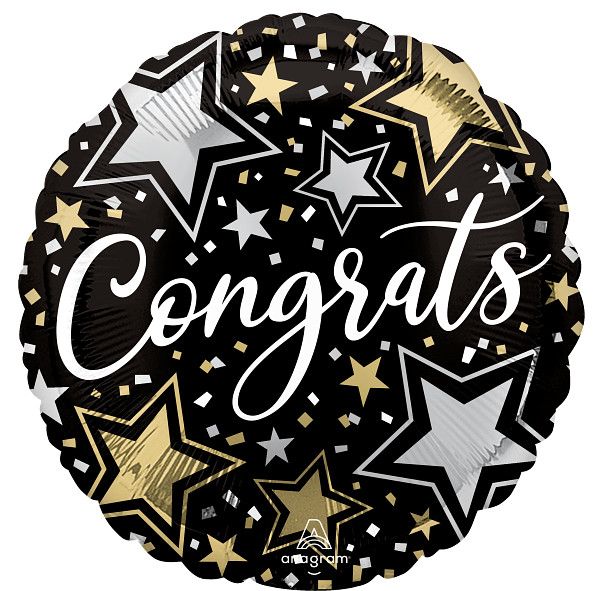 [4697201] Congrats Stars Standard Circle Foil Balloon 17" (42cm)