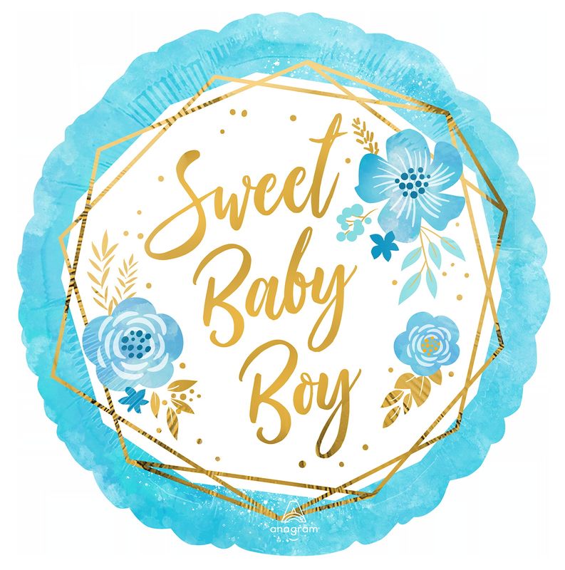 [4312201] Baby Boy Floral Geo Standard Circle Foil Balloon 17" (42cm)
