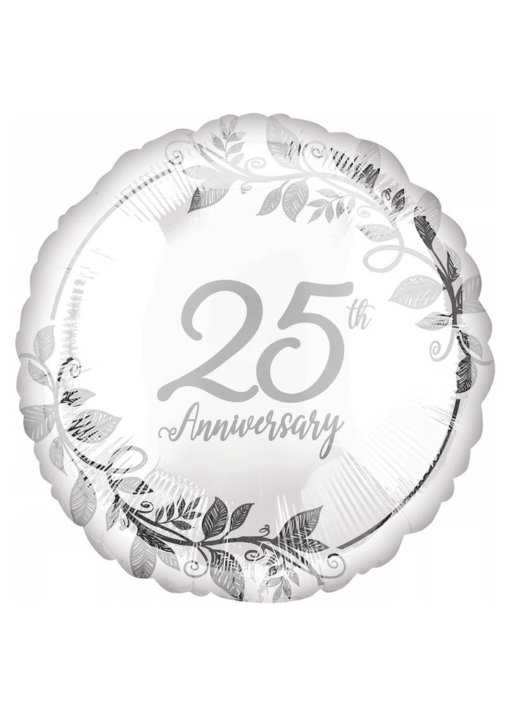 Happy 25th Anniversary Standard Circle Foil Balloon 17" (42cm)