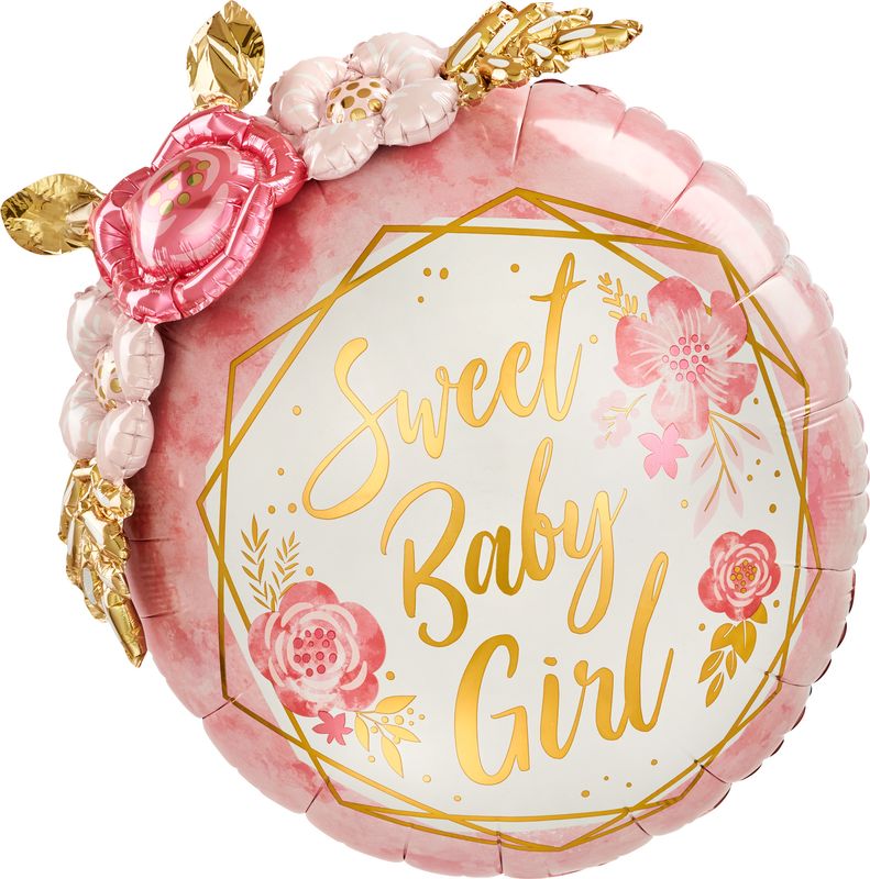 Baby Girl Floral Geo Air Fill Only Foil Balloon - 91 x 91cm