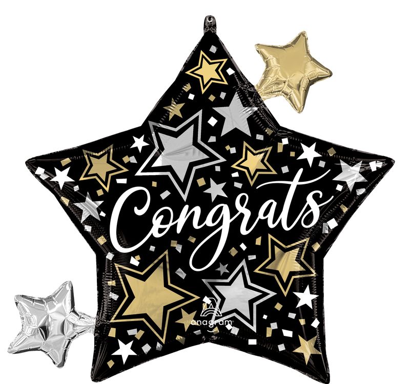[4697301] Congrats Stars SuperShape Foil Balloon - 73 x 68cm