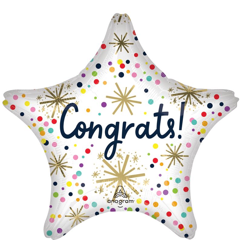 [4568801] Confetti Sprinkle Congrats Jumbo Star Foil Balloon - 71 x 71cm