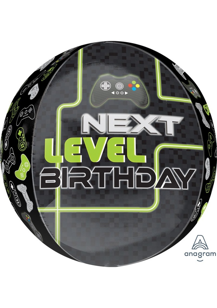 [4110701] Level Up Birthday Orbz Foil Balloon - 38 x 40cm