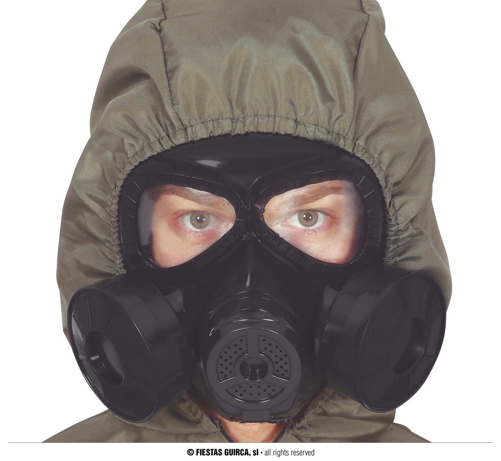 [1170] Black Gas Mask PVS - Adult One Size