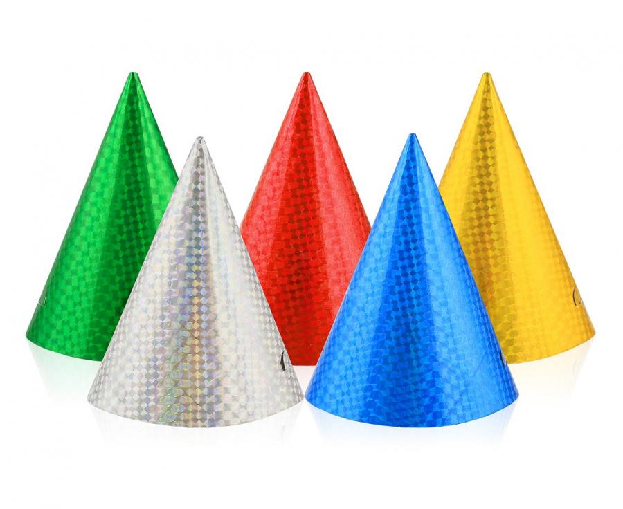 Holographic Paper Hats Assorted Colours - 6pcs