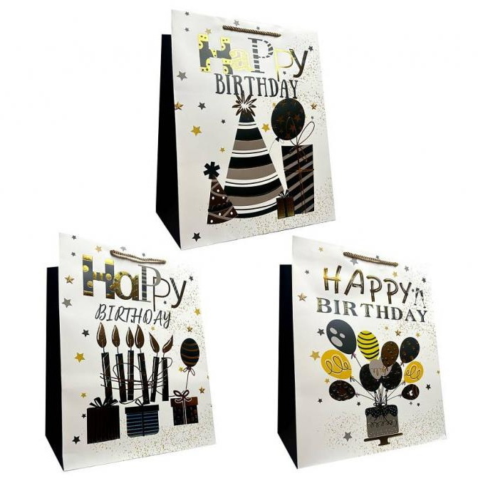 [JP-968B-SD25] Gift Bag A3 Birthday Party 30x42x12cm Assorted Designs - 1pc
