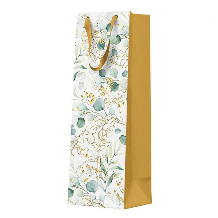 [AGB1100204] Paw Gift Bag Wine Eucaliptus Leaves 12x37x10cm