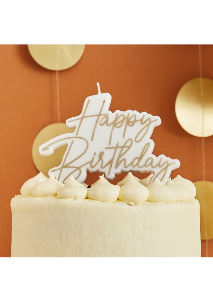 Gold Happy Birthday Wax Candle 1 Pack