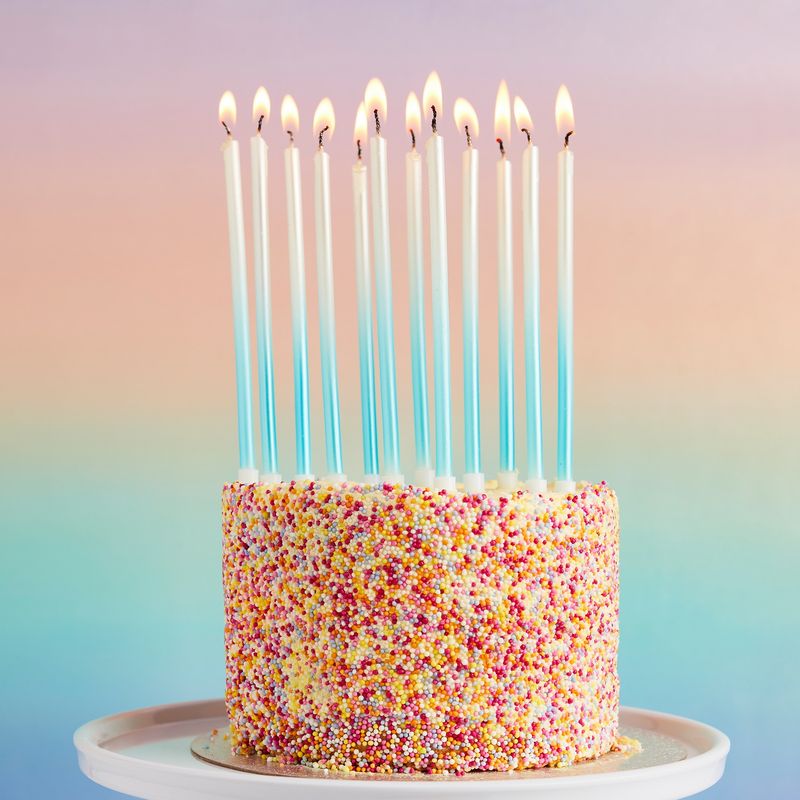 Blue Ombre Tall Skinny Wax Candles 12 Pack