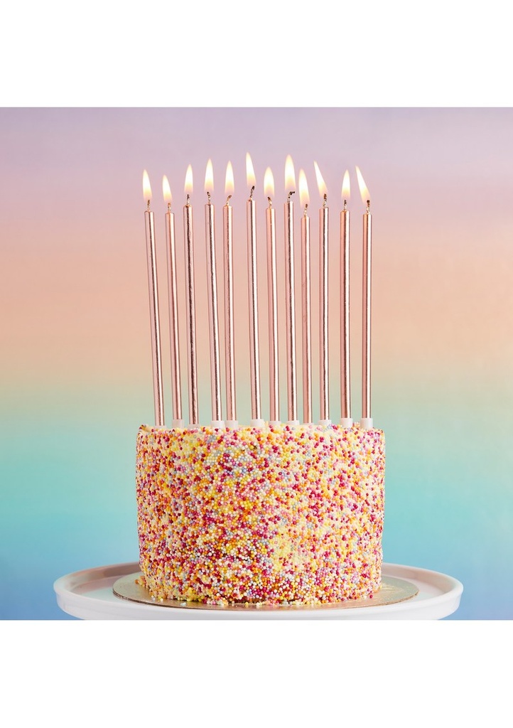 Rose Gold Tall Skinny Wax Candles 12 Pack