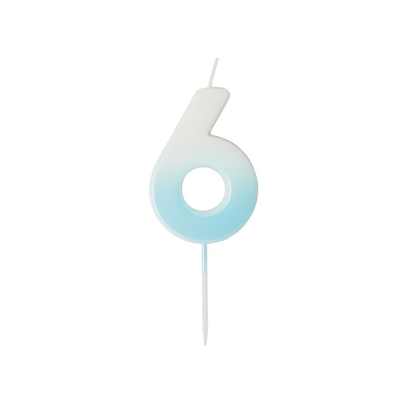 Blue Ombre Number 6 Wax Candle