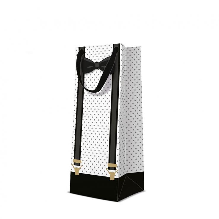 [AGB1015804] Paw Wine Gift Bag Elegant Man 12x37x10cm