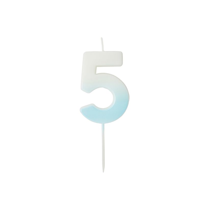 Blue Ombre Number 5 Wax Candle