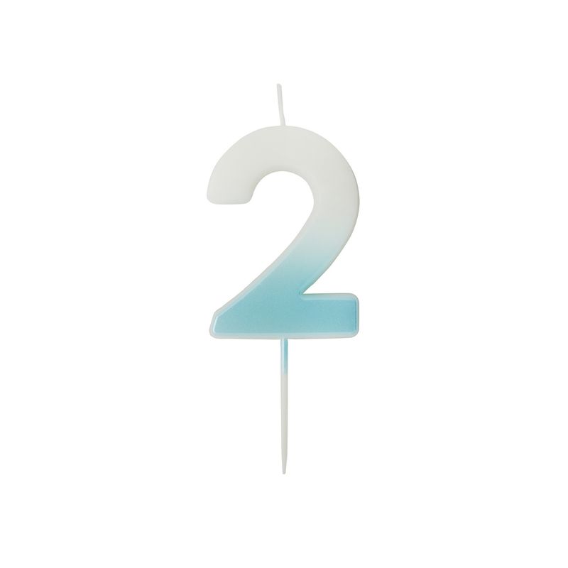 Blue Ombre Number 2 Wax Candle
