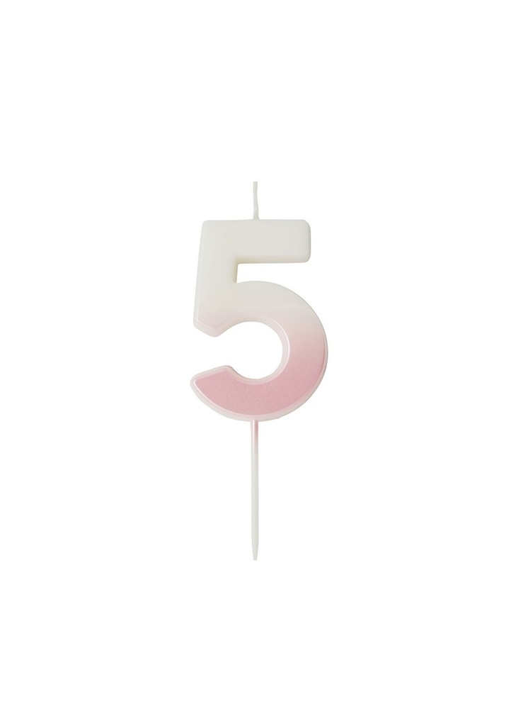 Pink Ombre Number 5 Wax Candle