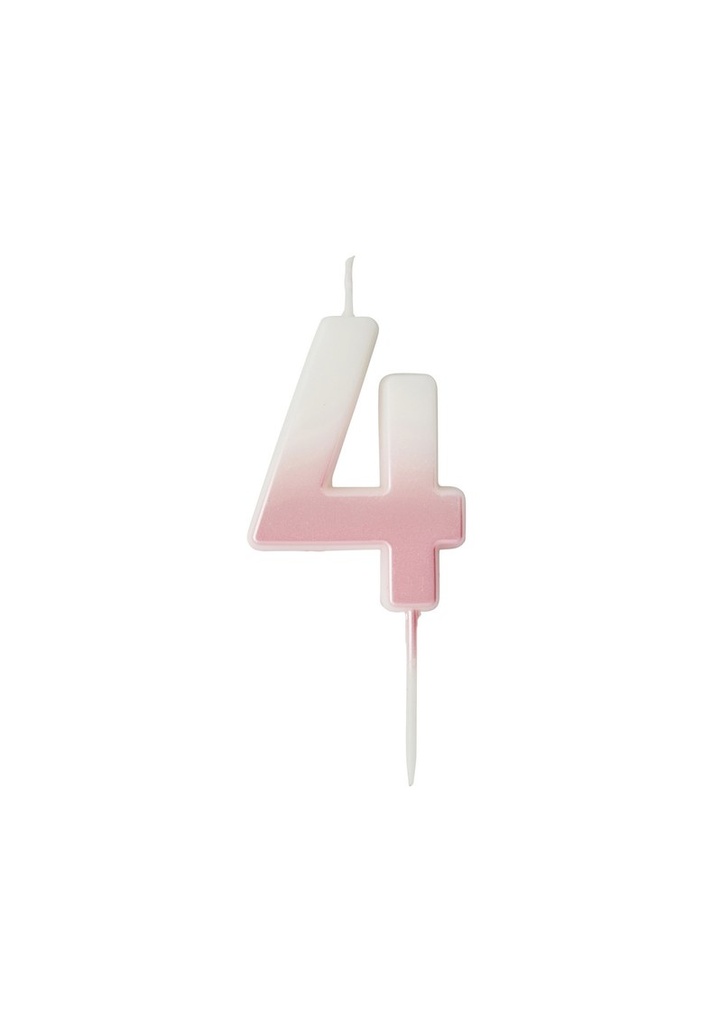 Pink Ombre Number 4 Wax Candle