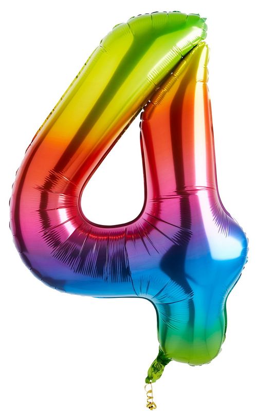 34 Inch Foil Balloon Number 4 – Rainbow
