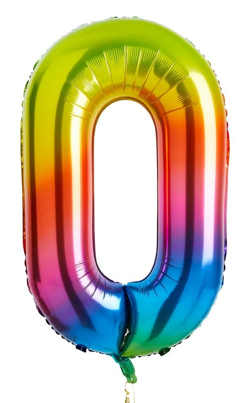 [HBNB150] 34 Inch Foil Balloon Number 0 – Rainbow