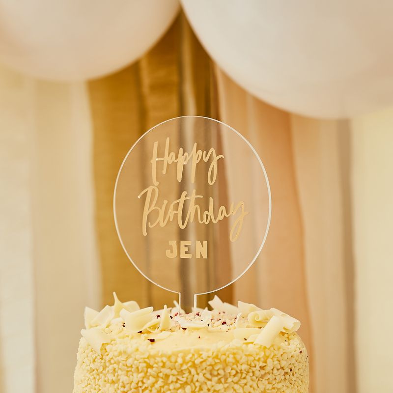 [HBMM312] Acrylic Personalised Cake Topper With Gold Sticker Sheets