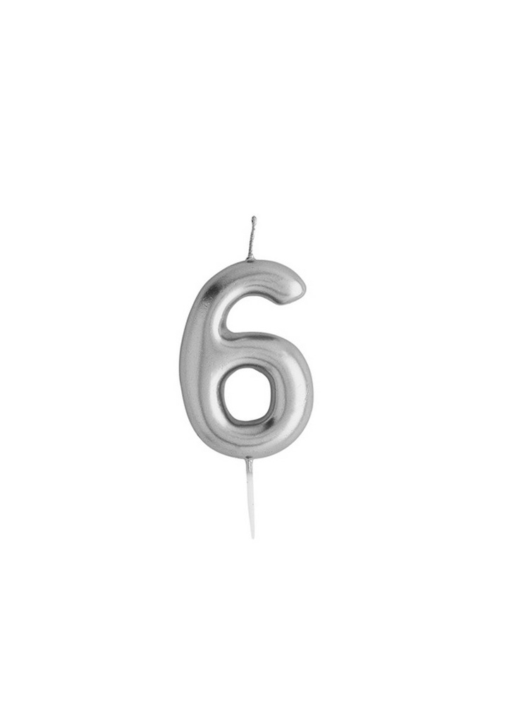 Silver No.6 Candle (H)85x(W)41mm