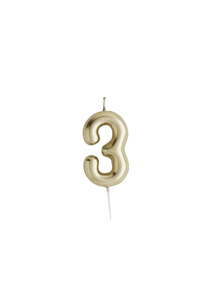 Gold No.3 Candle (H)84x(W)40mm