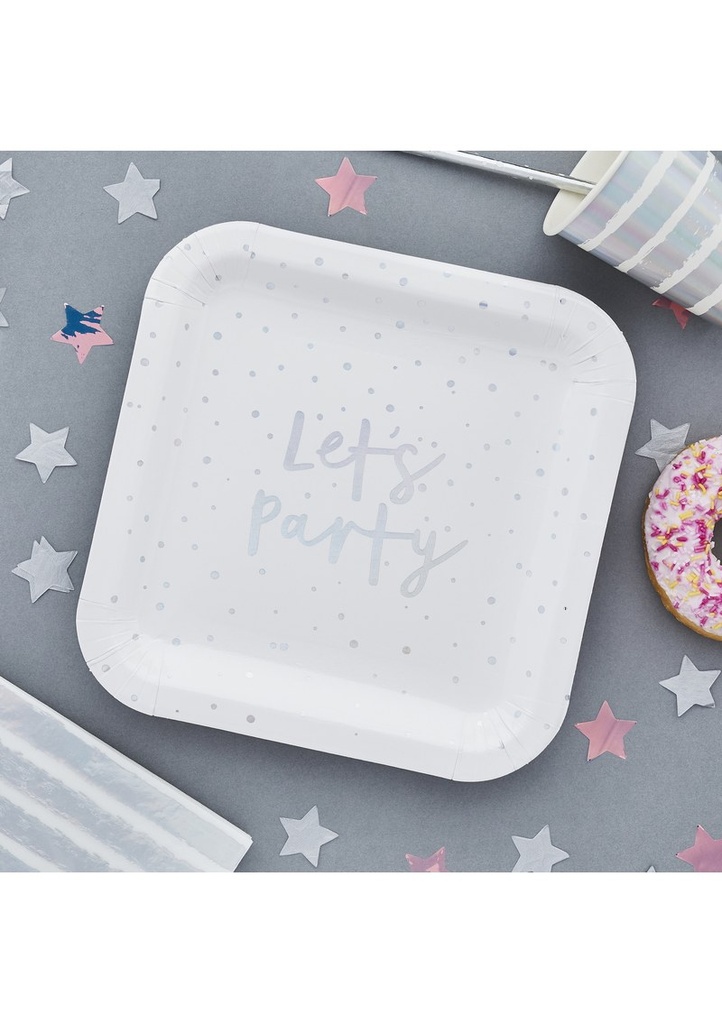 Iridescent Let's Party Paper Plates 8 pcs