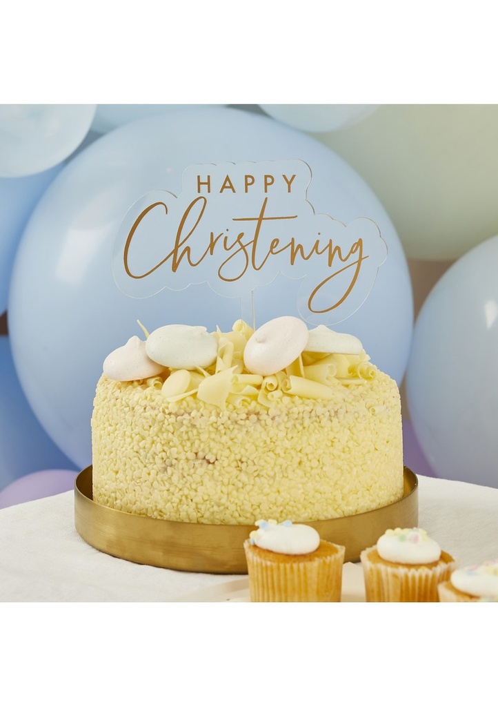 Happy Christening Acrylic Cake Topper