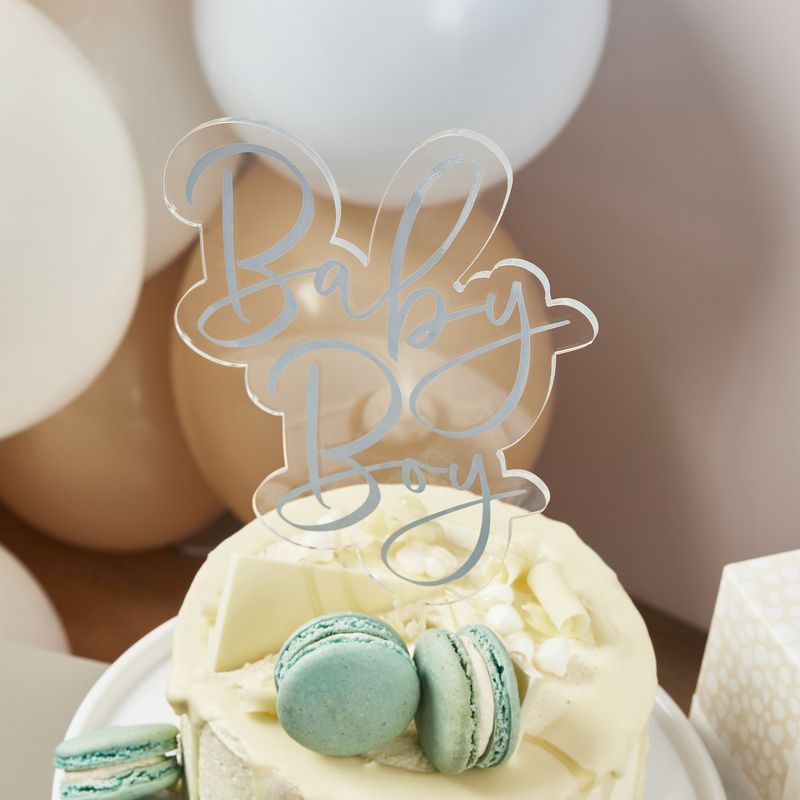 Blue Baby Boy Acrylic Cake Topper