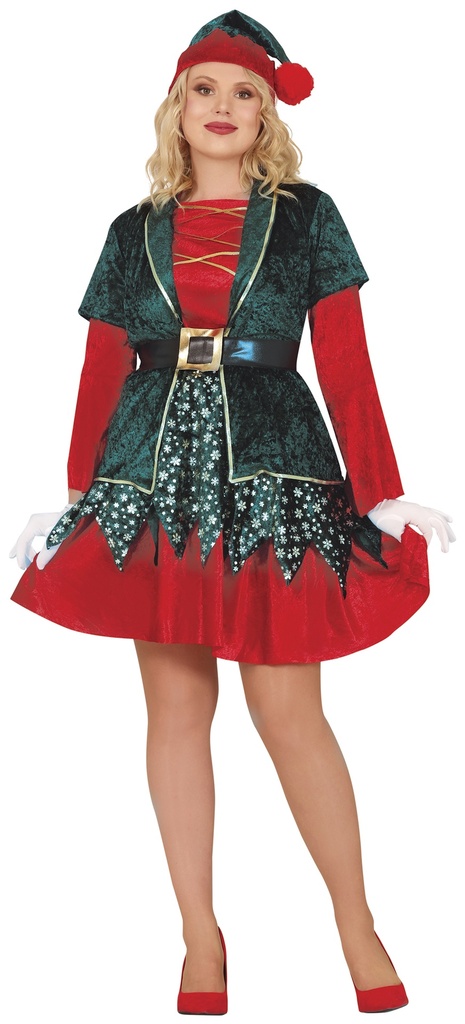 Classic Red / Green Female Elf – Adult Size Extra Large (44-46)