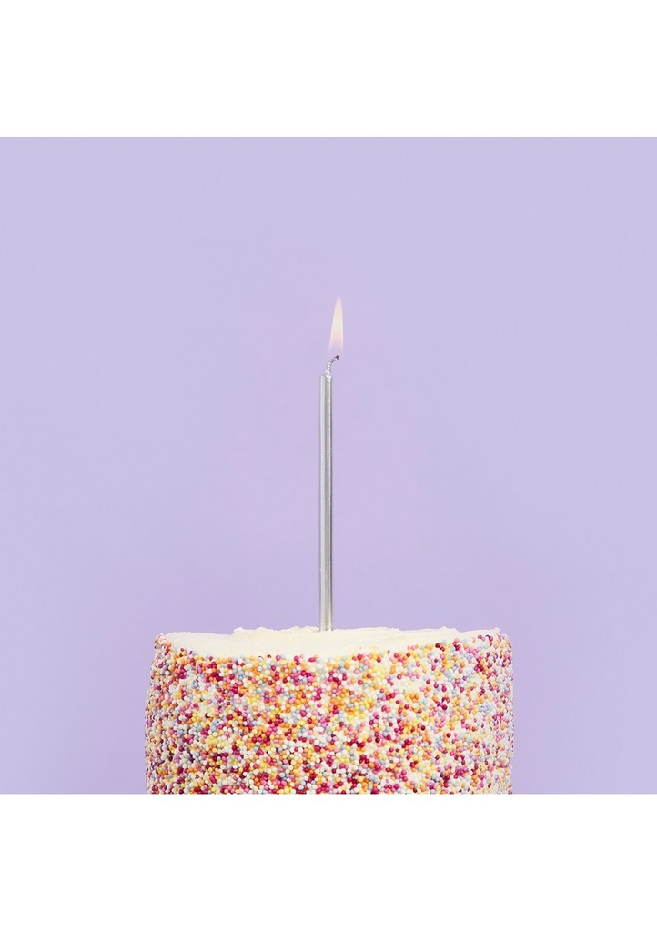 Silver Skinny Candles & Holders 95mm (12pk)
