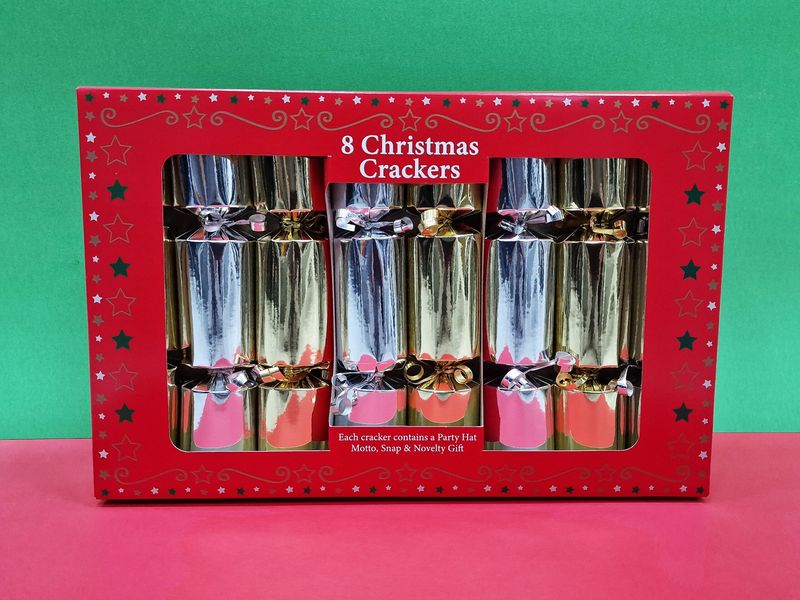 Christmas Crackers Gold & Silver 23cm - 8pcs