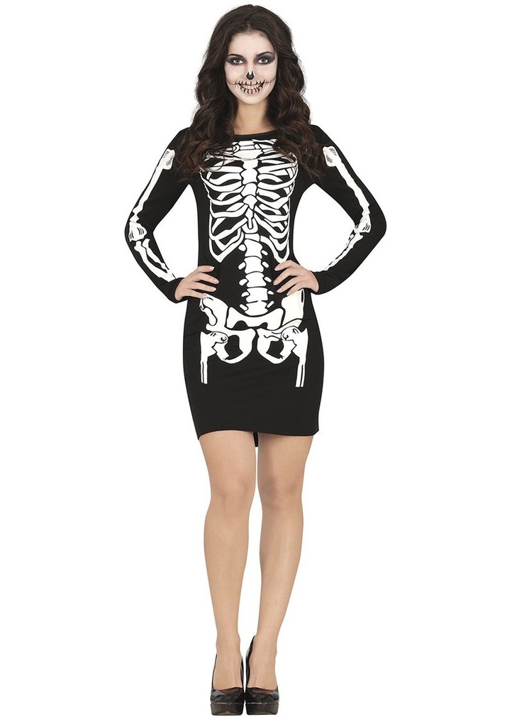 Skeleton Lady Dress Costume – Adult Size Medium (38-40)