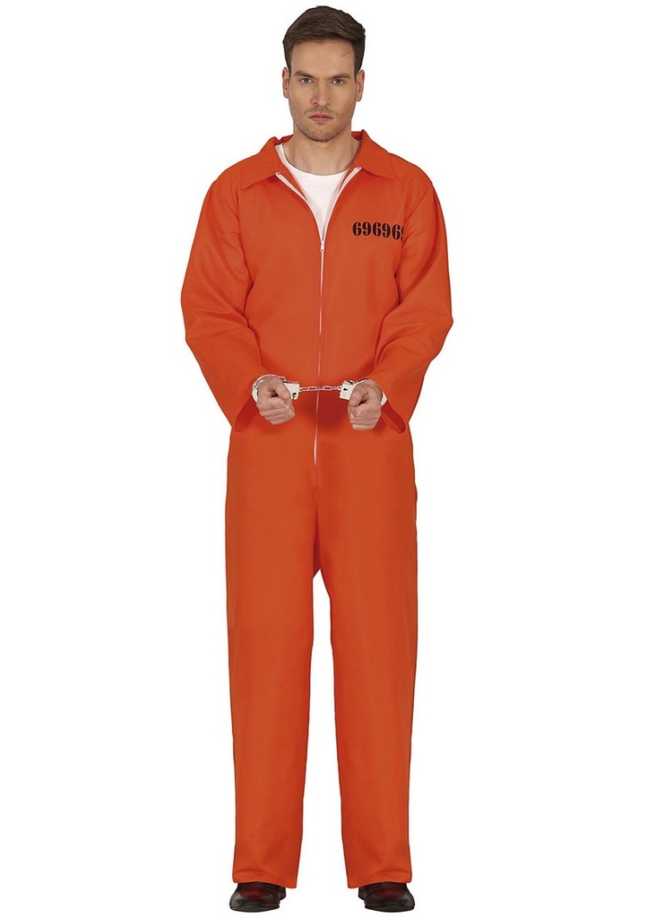 Orange Convict Prisoner Man Costume – Adult Size Large