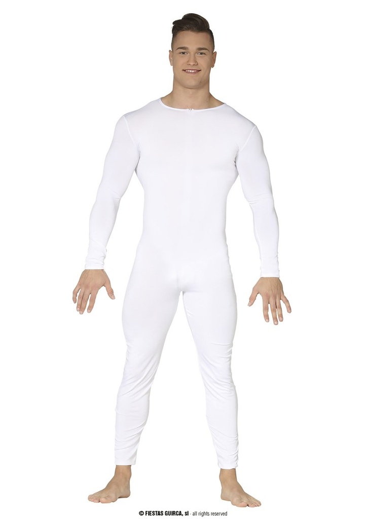 Spandex Man Bodysuit White – Adult Size Small (46-48)