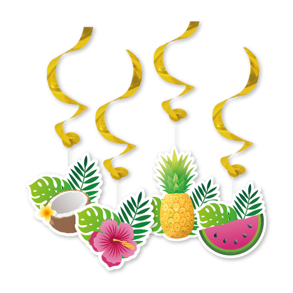 Hawaiian Aloha Swirls Hanging Decorations - 4pcs